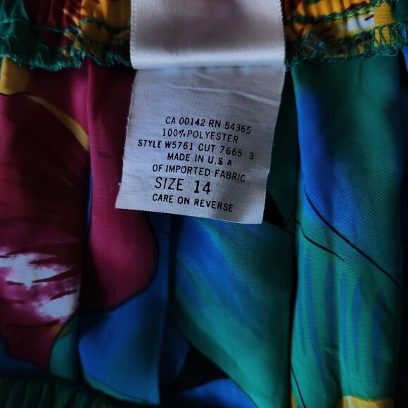 Vintage Skirt Women's 14 midi floral Colorful Flowers Hawaiian Pleated pleated - Picture 10 of 10